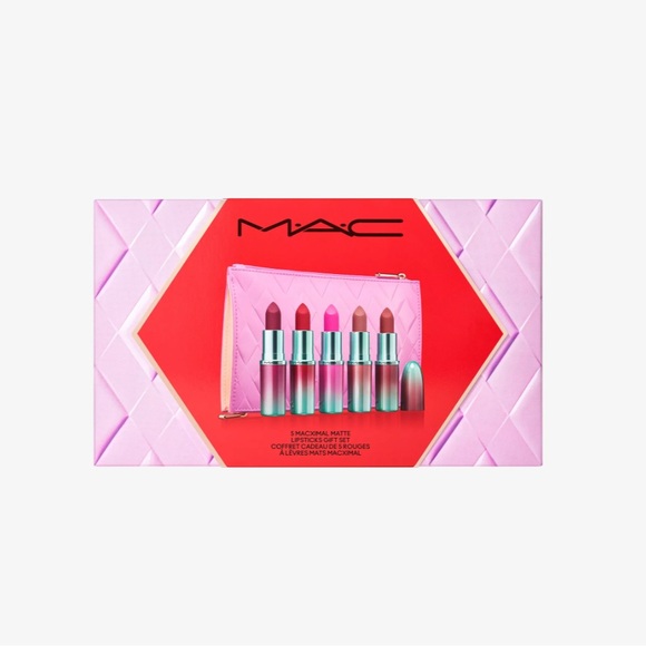 MAC Lipstick Gift Set with Pink Pouch - NWT! Sealed Beauty Gift Idea